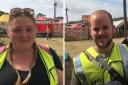 Mia and Luke from Bridgwater, stewarding at Glastonbury Festival