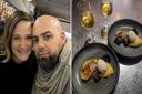 Stephanie and Jaime Garbutt, owners of Figbar, and dishes from the dessert tasting menu