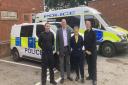 Ashley Fox, Clare Moody PCC, and police officers