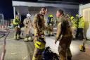 Fire crews in a practice rescue scenario at the former Budgens building in Helston