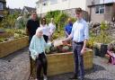 Stanley’s Garden, Worle, helps those with dementia plant flowers for each of the senses. Front from left: Muriel Skidmore and Peter Thatcher. Back from left: David Skidmore, Kelly March, Wayne Matthews and Simon Burr.