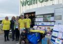 The Teddy Busz team, with mayor Cllr Sonia Russe and Waitrose manager, before they set off for Hungary.