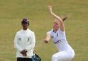 England’s Lauren Filer bowls during day three of the Women's International Test match at The Incora County Ground, Derby. Picture date: Saturday June 17, 2023.