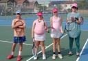 Weston Tennis Club ladies doubles winners Rebeka Kenna and Febe Kenna with runners-up Yuna Byron and Vanessa Byron.