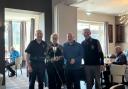 Winning pair Cousins and Reed being presented the trophy by Club President John Whitewood (far right) and Club Pro Ben Lock (far left)