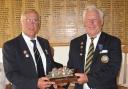 Winscombe and Exmouth club members with the unusual Marjorie Stewart Inkstand trophy.