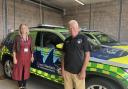 Bob Flaskett during his visit to the air ambulance station