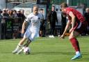 Weston midfielder James Waite was forced to leave the pitch with injury in added time