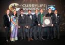 Coco Buffet team receiving award from host Camilla Tominey, Rushanara Ali MP (2nd from left), and Lord Bilimoria holding award