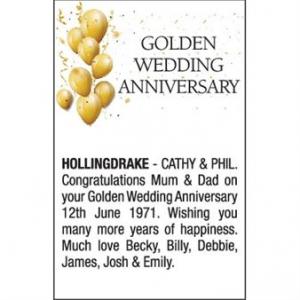 CATHY and PHIL HOLLINGDRAKE