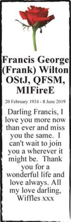 Francis George (Frank) Wilton OStJ, QFSM, MIFireE