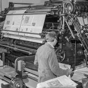 The old printing press in the former Weston Mercury offices on Waterloo Street.