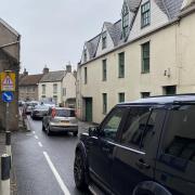 Congestion in Banwell as A road traffic goes through 