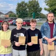 The King Alfred School Academy students receiving their A level results.