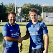 Weston RFC head coach Dave Burge with Jay Davis.