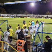 St Albans City and Weston-super-Mare head onto the Clarence Park pitch.