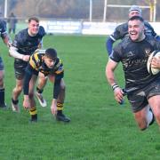 Tom Broom scores for Winscombe RFC at Keynsham.