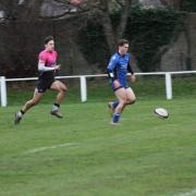 Scrum-half Jack Press scoring Weston’s first try against Brixham.