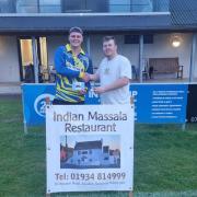 Winscombe's player of the match Finn Mayo (left) after taking 3-4 with the ball and hitting 18* with the bat