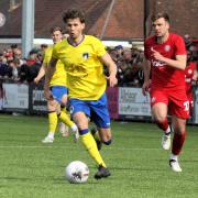 Weston's Jamie Soule on the ball against Worthing during the final game of last season