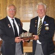 Winscombe and Exmouth club members with the unusual Marjorie Stewart Inkstand trophy.