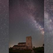 Milky way over a small Church near High Ham.