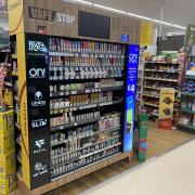 A vape display in a supermarket