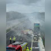 A photo showing fire crews dealing with the incident on the M5