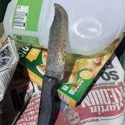 One of the knives found by the recycling crews