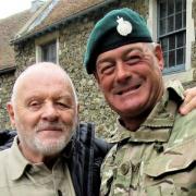 Nick with Anthony Hopkins on the set of King Lear