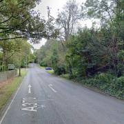 A stretch of the road near Brockely Combe