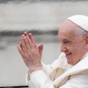 Pope Francis waves as he leaves after his weekly general audience in St Peter’s Square at The Vatican (Gregorio Borgia/AP)