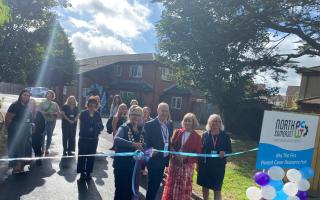 Weston mayor Cllr Sonia Russe cuts the ribbon to the new resource hub on Drove Road, Weston.