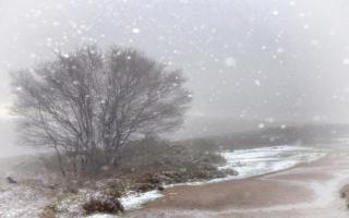 Snow pictured at the Mendip Hills, Somerset.